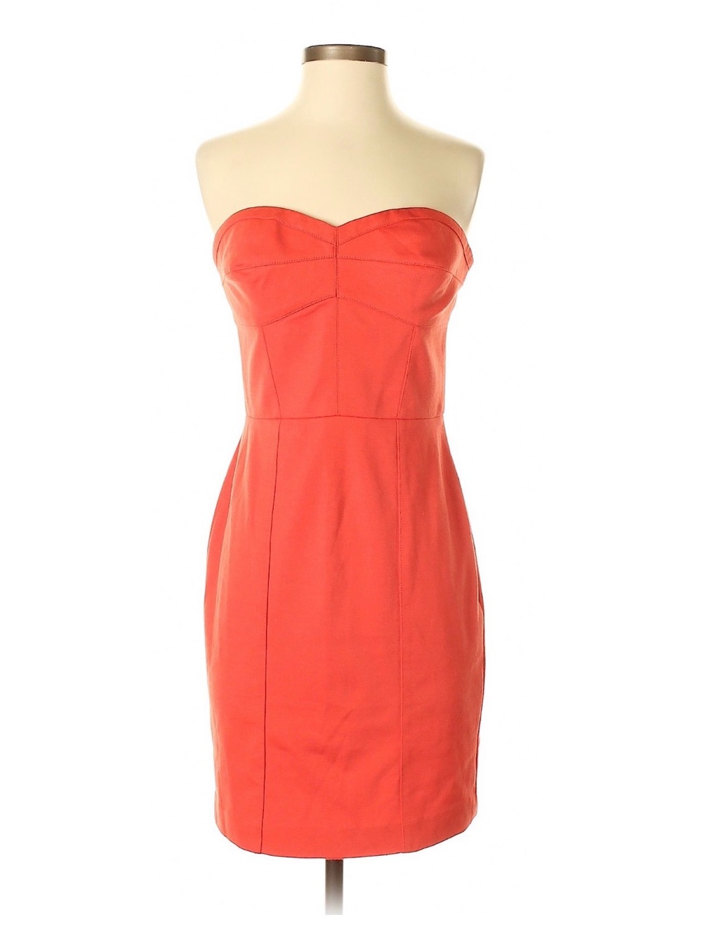 Rebecca Taylor Strapless Coral-Red Sheath Dress